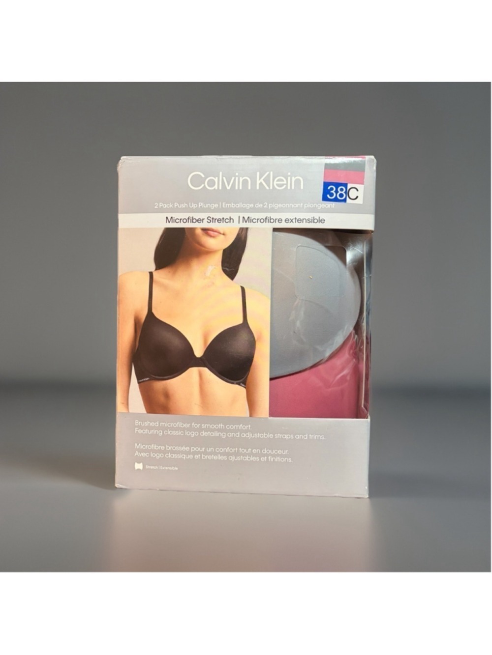Calvin Klein 38C Plunge Push-Up Bras 2-Pack - Grey & Pink
